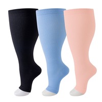 Chaussettes de compression à bout ouvert pour hommes et femmes, chaussettes hautes sans talon