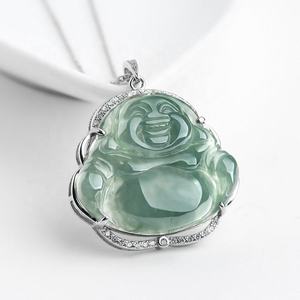 Colgante de Buda de Jade Natural de Myanmar con Incrustaciones de Plata S925, Accesorios de Moda, Incluye Certificado de Tasación D199 - Product Image 1