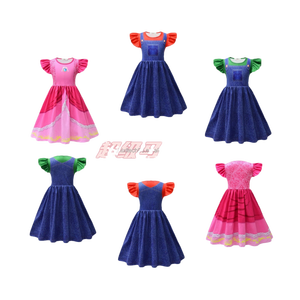Vestido con mangas con volantes para niños con estampado digital en 3D - Traje con temática <span class=keywords><strong>de</strong></span> la película Super <span class=keywords><strong>Bros</strong></span>. - Product Image 1