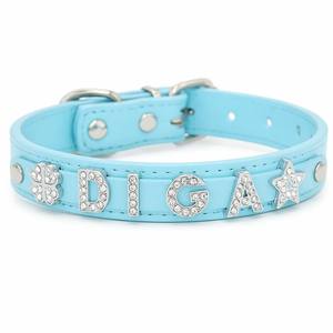 Chic DIY Metal Diamond Alphabet Pet <b>Collar</b> Customizable Combine Pet Name Logo Removable Personalized Dog <b>Collar</b> Hot Sale Item - Product Image 1