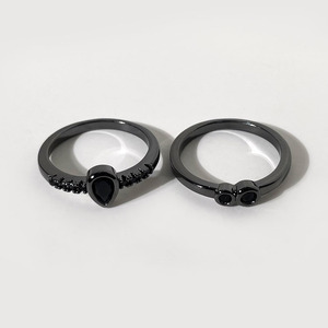 Bague en or noir plaqué or massif avec zircone cubique, design personnalisé, pour homme - Product Image 2