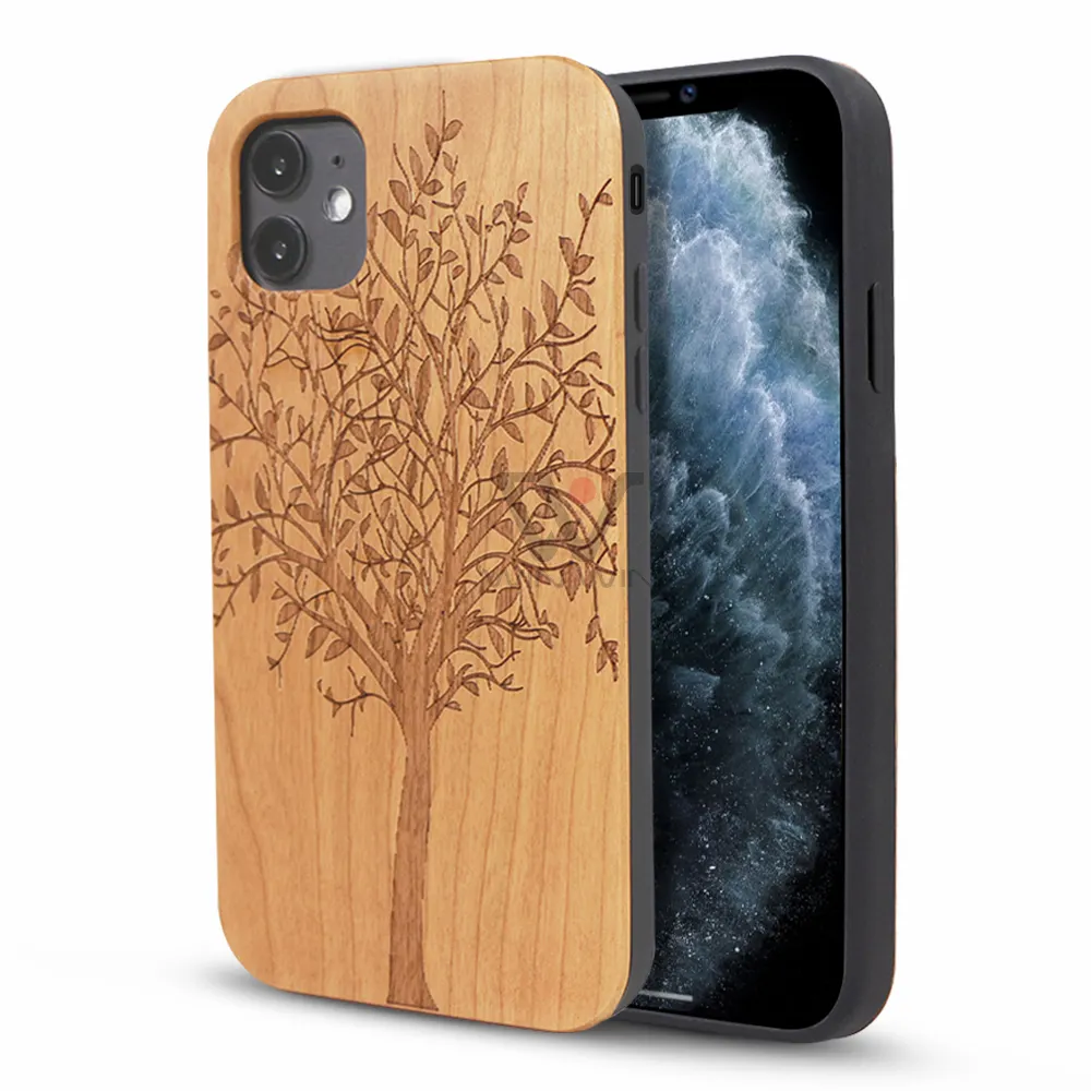 Custodia per paraurti in legno naturale di alta qualità custodia per telefono in legno per custodie per iPhone 12 13 14 Pro Max