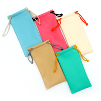Pochette de lunettes de soleil en cuir souple avec cordon de serrage, étui d'emballage de lunettes de soleil, logo personnalisé imprimé