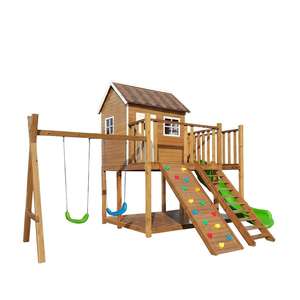 子供子供用屋外遊び場設備庭庭遊び場スウィングセットプレイグラウンドウッドプレイハウス - Product Image 1