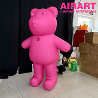 Kostüm Rosa Bären-Maskottchen für Jubiläumsveranstaltungen Interaktive Requisiten, Aufblasbares Rosa Bären-Maskottchen-Kostüm für Partydekoration