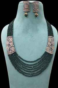 Conjunto de collar moderno multicapa con piedra AD con pendientes, perfecto para recepción de bodas y fiesta para mujer - Product Image 6