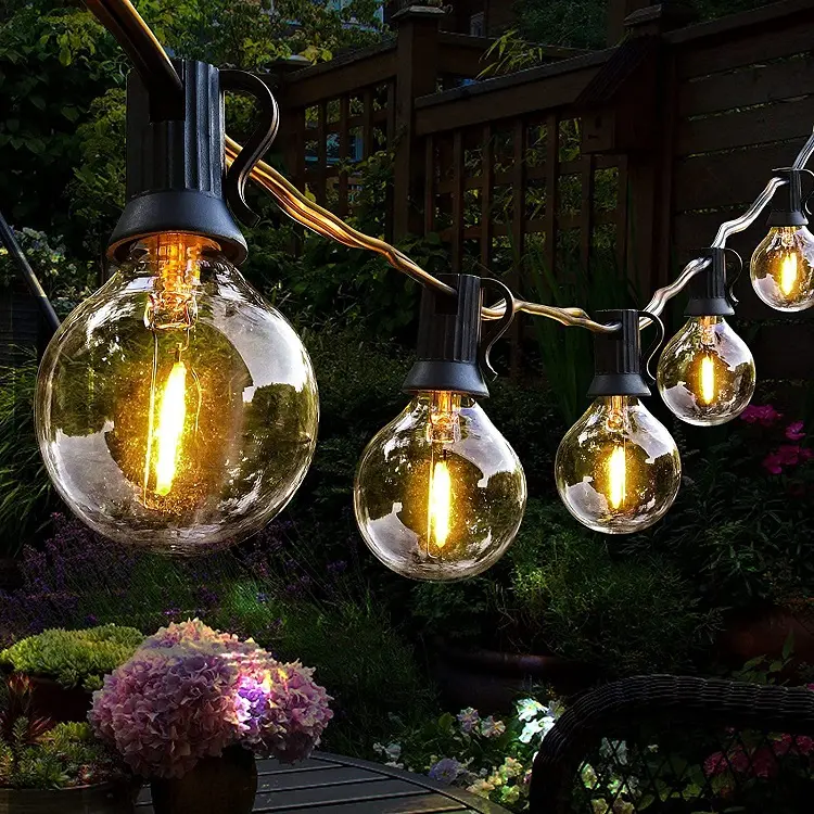 25 футов 25 лампочек наружные коммерческие подвесные огни Свадебные огни G40 лампочки Эдисона для внутреннего дворика солнечные гирлянды