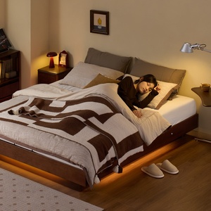 Lit de rangement <span class=keywords><strong>relevable</strong></span> en bois de bouleau, style nordique minimaliste, grand espace de rangement dissimulé, idéal pour appartement - Product Image 1