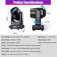 Luz Móvil de Cabeza LED de 200W con Doble Prisma, 13 Gobos, DMX512, Anillo RGB, Iluminación para Conciertos, Fiestas, Bodas, Directo de Fábrica