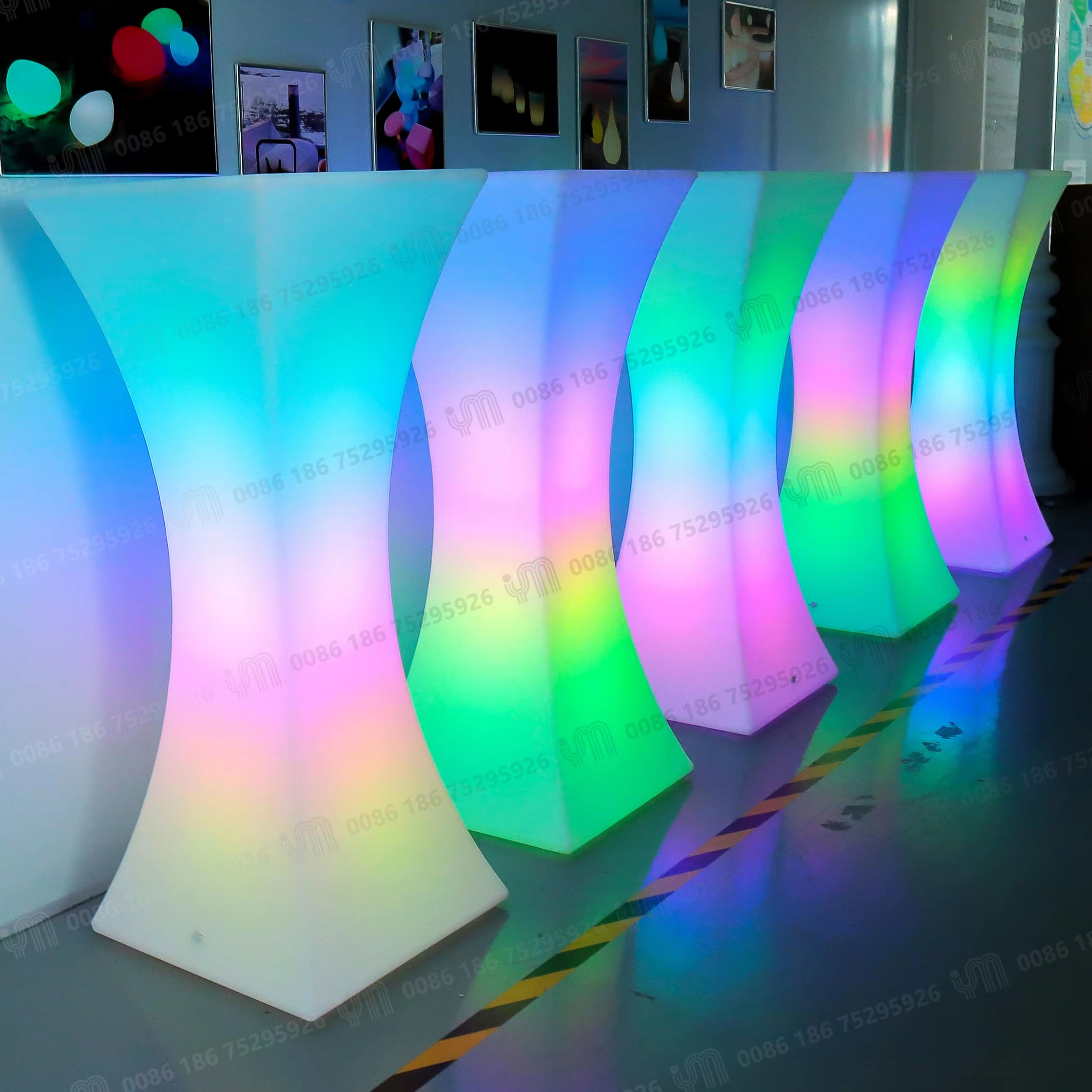 Colorfuldeco Rgb сменная батарея, перезаряжаемый уличный пластиковый светодиодный стол для бистро, светодиодный цилиндрический барный стол