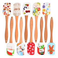 Spatules de cuisine en silicone de qualité alimentaire avec manches en bois de hêtre – Outils écologiques pour la pâtisserie et la cuisine