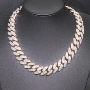 สร้อยข้อมือและสร้อยคอแบบคิวบัน 2 แถว ทำจากเงินแท้ S925 ประดับด้วยโมอิสซาไนต์ VVS สำหรับผู้ชาย - Product Image 2