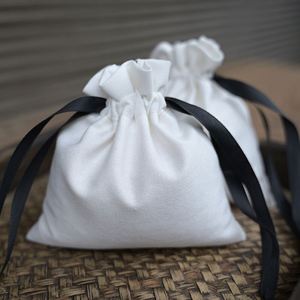 Medium-Size Custom Logo Canvas Cotton Storage Bag Rope Drawstring Heat Transfer Printing for Garments Candy <b>Biscuit</b> Jewelry - Product Image 2