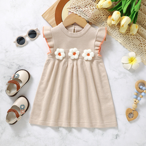 มาใหม่ mimixiong OEKO Tex ถักน่ารักดอกไม้ทําด้วยมือเด็กผู้หญิงเสื้อกันหนาวชุดเสื้อผ้าเด็กชุดเสื้อผ้า - Product Image 6