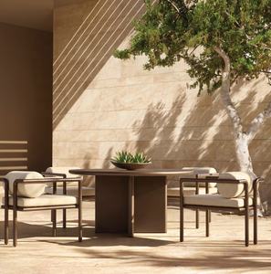 Sassanid Outdoor Recién llegado Patio Garden Sets Hotel Resort Hecho a mano Tubular <span class=keywords><strong>Palma</strong></span> Juego de comedor redondo de aluminio - Product Image 1