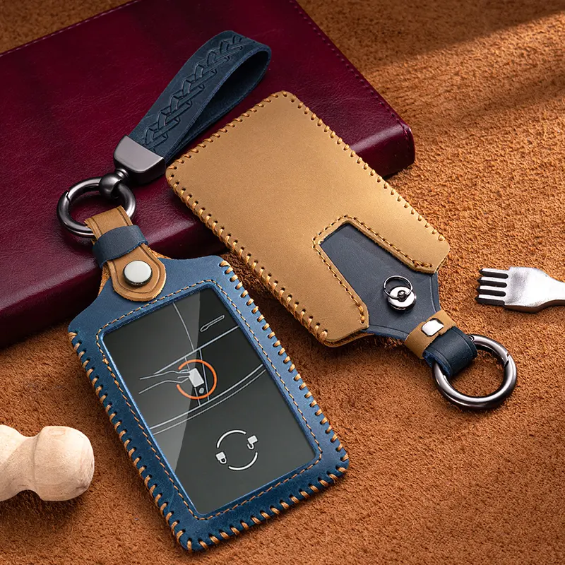 Custom logo leather car remote key card smart finger ring magic for tesla model car parts model 3 model Y
