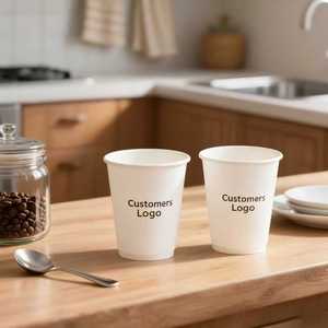 Bicchieri di Carta Biodegradabili Ecologici Personalizzabili con Logo <span class=keywords><strong>per</strong></span> <span class=keywords><strong>Caffè</strong></span> e Bubble Tea 4/8/12 oz - Product Image 1