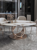 Runder Marmor Esstisch Licht Luxus modernen minimalist ischen Esstisch und Stühle Plattenspieler hochwertige helle Oberfläche