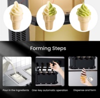 Machine à glace molle de comptoir 2+1 saveurs mélangées, compatible lait et eau, en acier inoxydable, haute capacité 18-25L/H pour desserts