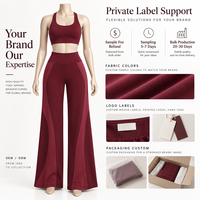 Ensemble 2 pièces pour femme en Spandex/Nylon, grande taille, respirant, léger, taille haute, dos nageur, color block, extensible dans les quatre sens, OEM ODM