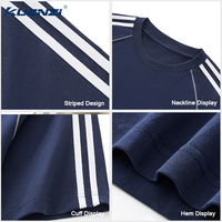 Camiseta Kuenzi Extra Grande de 240 g/m², 100 % Algodón, Manga Corta, con Diseño de Rayas y Bloques de Color para Mujer