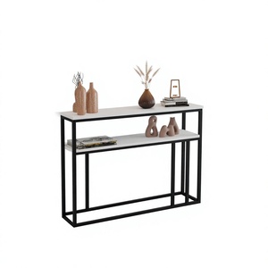 2-Shelf Wall-Mounted Modern Stylish Living Room Console Dresser with <b>Shelves</b> Chipboard & Metal Construction - Product Image 1