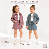 Nouvel ensemble 2026 pour filles : veste en jean délavé et jupe trapèze – Tenue tendance 2 pièces pour enfants – Ensemble de vêtements décontractés et élégants pour boutique