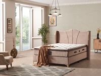 Lit en bois massif de luxe italien, taille king, ensemble de meubles de chambre à coucher modernes avec sommier haut
