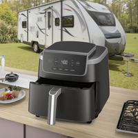 Friteuse à air électrique intelligente 4-en-1 en acier inoxydable avec contrôle numérique, capacité 5 QT, cuisson sans huile, réchauffage, croquanture par l'air, affichage LED