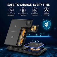 Stasiun Pengisi Daya Nirkabel Cepat 15W 3 in 1 |   untuk iPhone 16 15 14 13 Pro Max/Pro, IWatch Ultra 10/9/8 7/AirPods 4/3/2/Pro/pro2