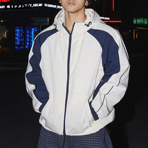 ウィンドブレーカー ナイロンジャケット ジップアップ 防水 メンズ 軽量 ランニング アウトドア 防水 トラックジャケット パイピング付き - Product Image 3