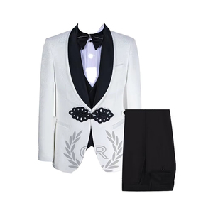 Costumes d'affaires trois pièces à simple boutonnage <span class=keywords><strong>pour</strong></span> hommes Viscose/Polyester anti-rétrécissement formel coupe ajustée gilet pantalon cérémonies de marié 2025 - Product Image 6