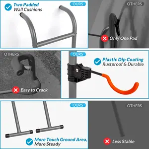 Support vertical durable pour <span class=keywords><strong>2</strong></span> vélos, support de vélo par gravité, organisateur de vélo d'intérieur, support de rangement pour vélos pour garage - Product Image 5