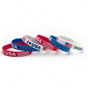 Bracelet en silicone États-Unis, drapeau américain rouge bleu blanc, bracelet en caoutchouc silicone, bracelet de poignet - Product Image 3
