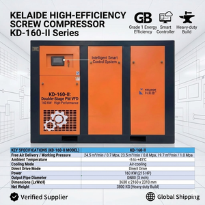 Kelaide KD-160-II 16 <b>Bar</b> Industrial Screw Air Compressor Double Stage PM VFD Stationary Oil-Free Air <b>Cooled</b> 380V - Product Image 5