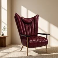 Fauteuil d'appoint en similicuir souple, fabrication directe usine OEM ODM, structure robuste en bois de frêne massif, pour chambre, appartement, hôtel