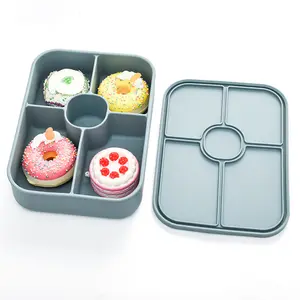 High-Capacity 3 Grid Divide Food Grade Silicone Bento Lunch Box BPA Free Food Storage Box With Lid