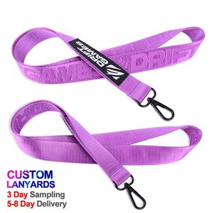Custom Made Fabric Jacquard Nylon Woven Thick Neck Strap Double Layers Logo Embroidery <b>Lanyard</b> for Id Card Holder - Product Image 2