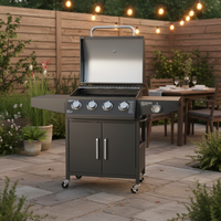 2025 Offre Spéciale 4 + 1 Total 5 brûleurs Propane BBQ Grill Trolley, Barbecue Grils À Gaz pour Jardin Cuisine Gril À Gaz Avec Table D'appoint