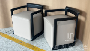 Sillón Updecors de Diseño Italiano con Estructura Metálica, Sillón de Salón con Tapicería de Tela, Juego de Sillones de Aluminio para Salón - Product Image 2