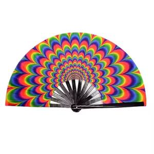 Manico pieghevole in bambù grande personalizzato classico tradizionale Clack ventagli a mano personalizzato per festa a colori sublimazione portatile - Product Image 4