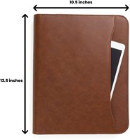 A4 Size Pu Leather Certificate Holder Folder Portfolio Padfolio With Zippered Closure and Ring Binder