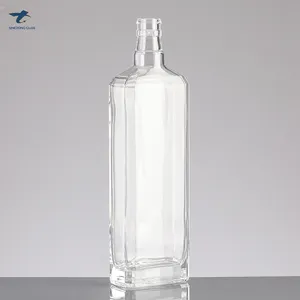 Well Sealed High Flint Square Glass Vodka Bottle With Cap