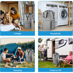 Sac à dos pour panier à linge extra large 2 en 1 avec sangles réglables et autoportant pour dortoir et laverie automatique - Product Image 6