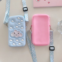 Étui de téléphone portable créatif en silicone liquide avec motif nuage de dessin animé, pochette à monnaie, sac bandoulière, pochette de rangement antichoc