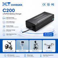 Chargeur de batterie AC industriel personnalisé C200 GaN LiFePO4 pour la robotique, les drones, les applications médicales, sans ventilateur, 90-264V CE