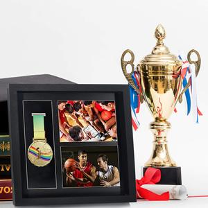 <strong>Large</strong> 12x12 Black Shadow <strong>Frame</strong> Display Case for 6 Medals UV <strong>Printed</strong> for Runners and All Sports - Product Image 6