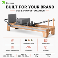 Reformer de Pilates en bois de chêne de qualité supérieure, réglable et portable, pour l'exercice de renforcement musculaire, adapté aux salles de sport et aux studios de Pilates