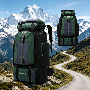 Mochila de Senderismo OEM Personalizada de 70L, Gran Capacidad, Impermeable, para Trekking y Montañismo, con Múltiples Bolsillos y Soporte para <span class=keywords><strong>la</strong></span> <span class=keywords><strong>Cadera</strong></span> - Product Image 1