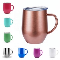 Mug isotherme promotionnel en acier inoxydable 12 oz, couleurs personnalisées, écologique, certifié CIQ, avec poignée et couvercle, isolation thermique 6-12 heures